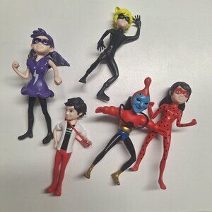 Ladybug Cartoon Action Figures Toys Cat Hero Play Set of 5